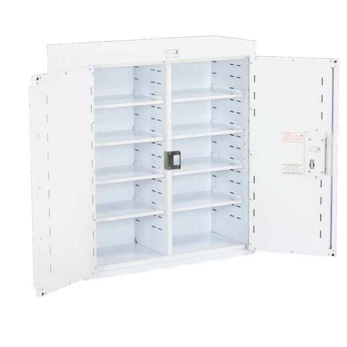 Bristol Maid 6-Shelf Double Door Drug Cabinet with Light (800 x 300 x 600mm)